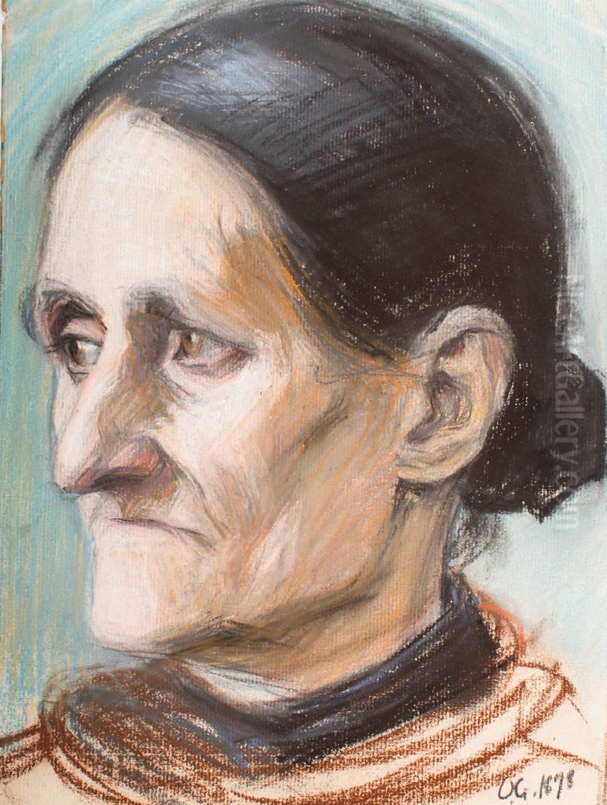 Vanhan naisen muotokuva Oil Painting by Olga Gummerus-Ehrstrom