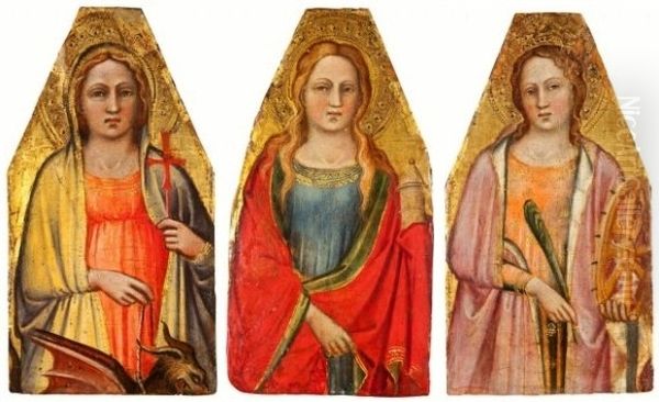 St. Margaret, St. Magdalene and St. Catherine. Oil Painting by Spinello Aretino