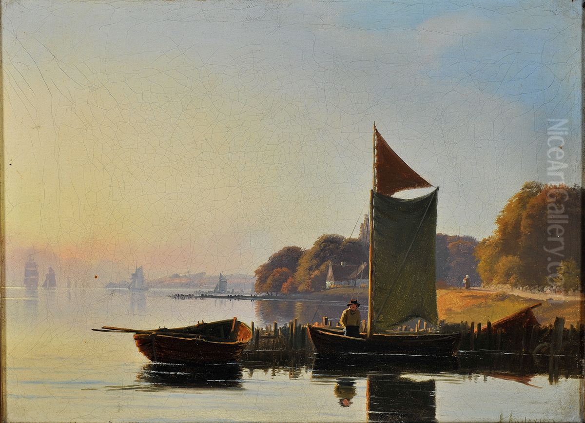 Landscape at a coast. Oil Painting by Anders Andersen-Lundby