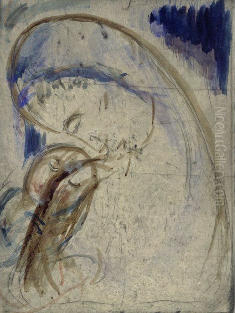 Mother and Child Oil Painting by Wilhelm Lehmbruck