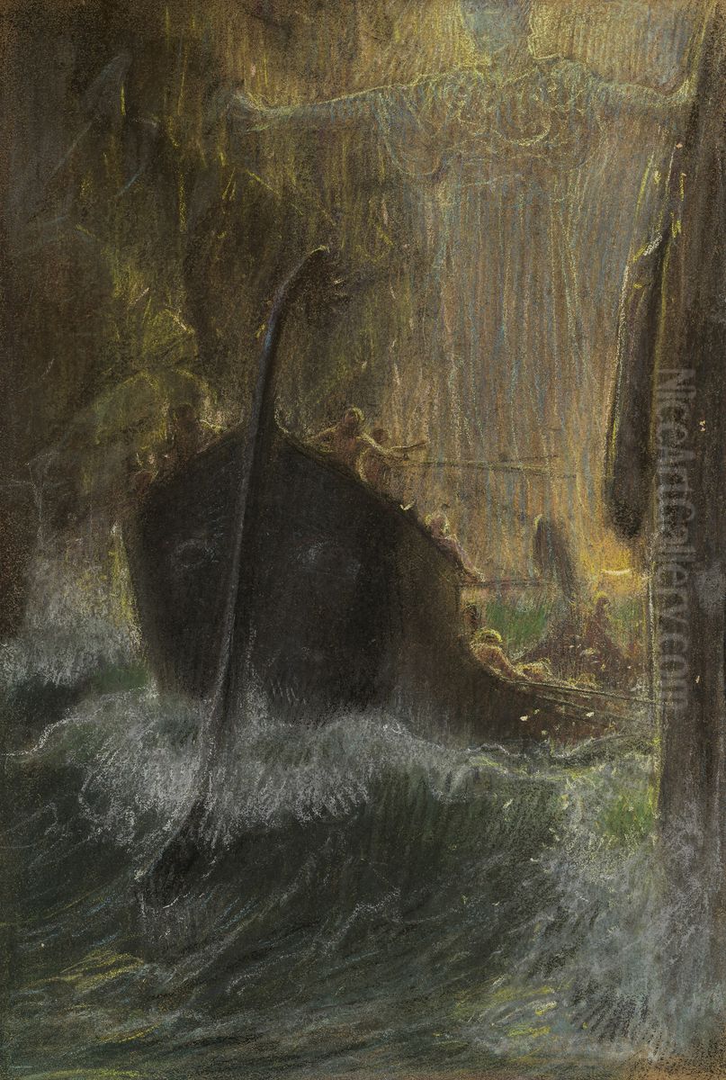 Zwischen Skylla und Charybdis Oil Painting by Adolf Hiremy-Hirschl