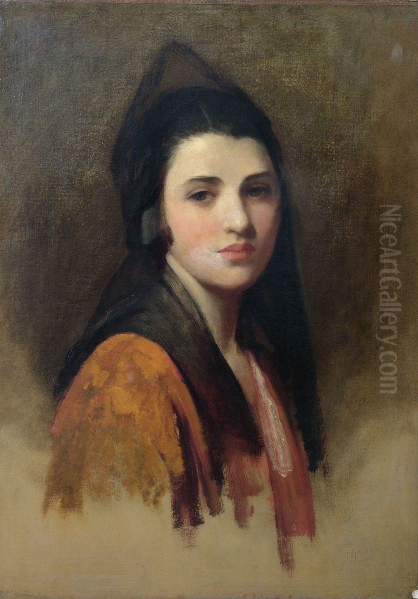 The Mantilla Oil Painting by Luke Fildes