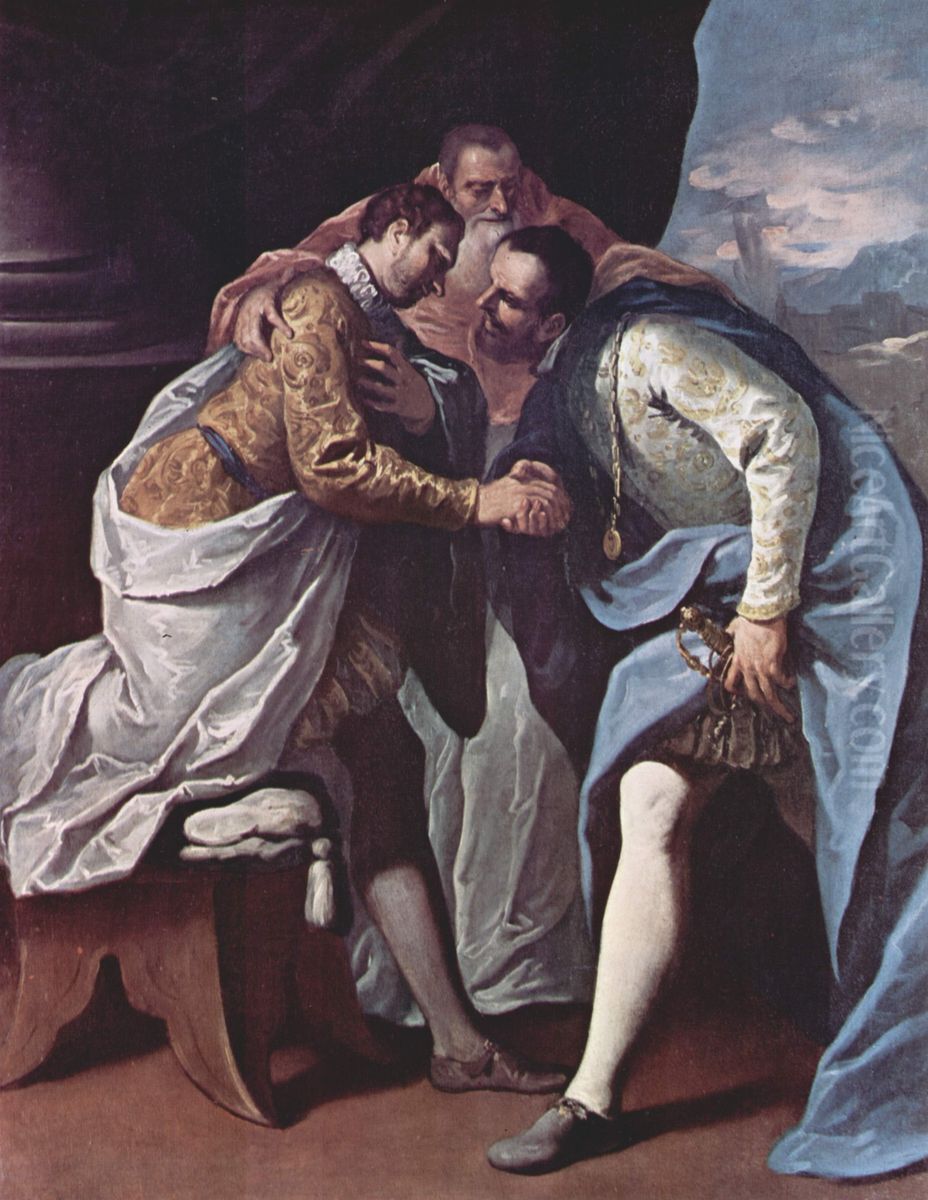 Paul III reconciles Francis I and Charles V Oil Painting by Sebastiano Ricci