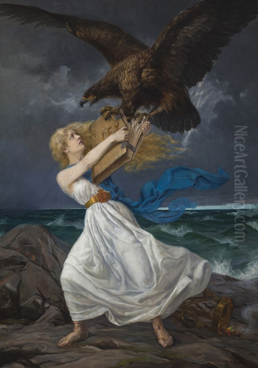 The Attack Oil Painting by Edvard Isto