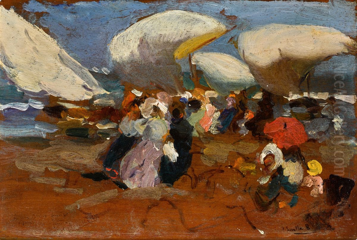 Valencia Beach Oil Painting by Joaquin Sorolla