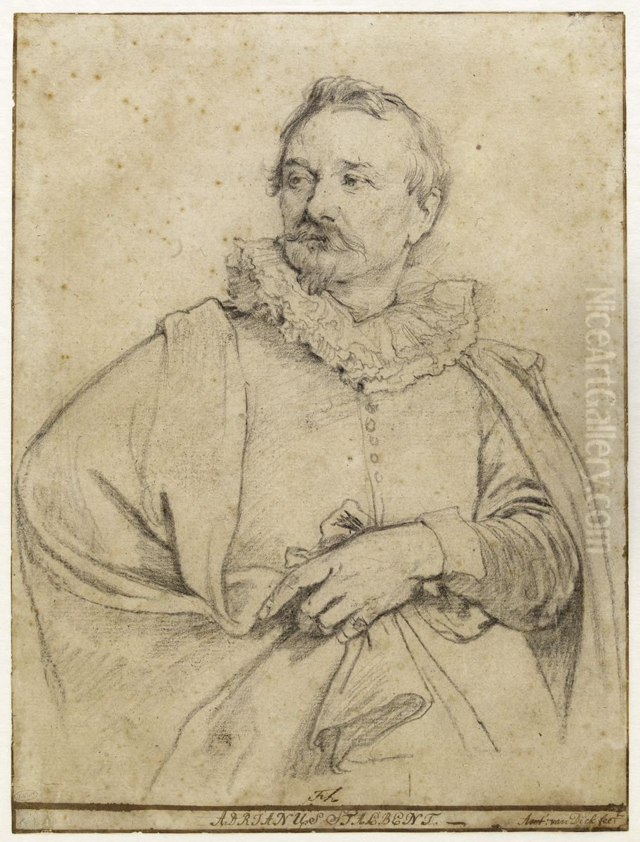 Portrait of Adrien van Stalbent, engraver (Lugt 29) Oil Painting by Sir Anthony Van Dyck