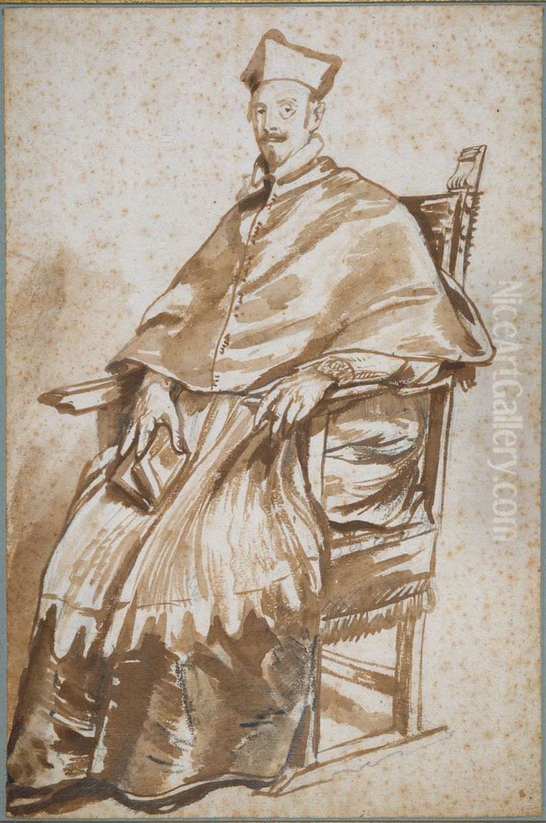 Portrait of Cardinal Bentivoglio (Lugt 28) Oil Painting by Sir Anthony Van Dyck