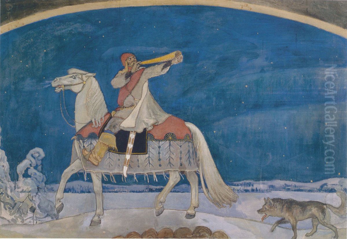 Kullervon sotaanlahto Oil Painting by Akseli Valdemar Gallen-Kallela