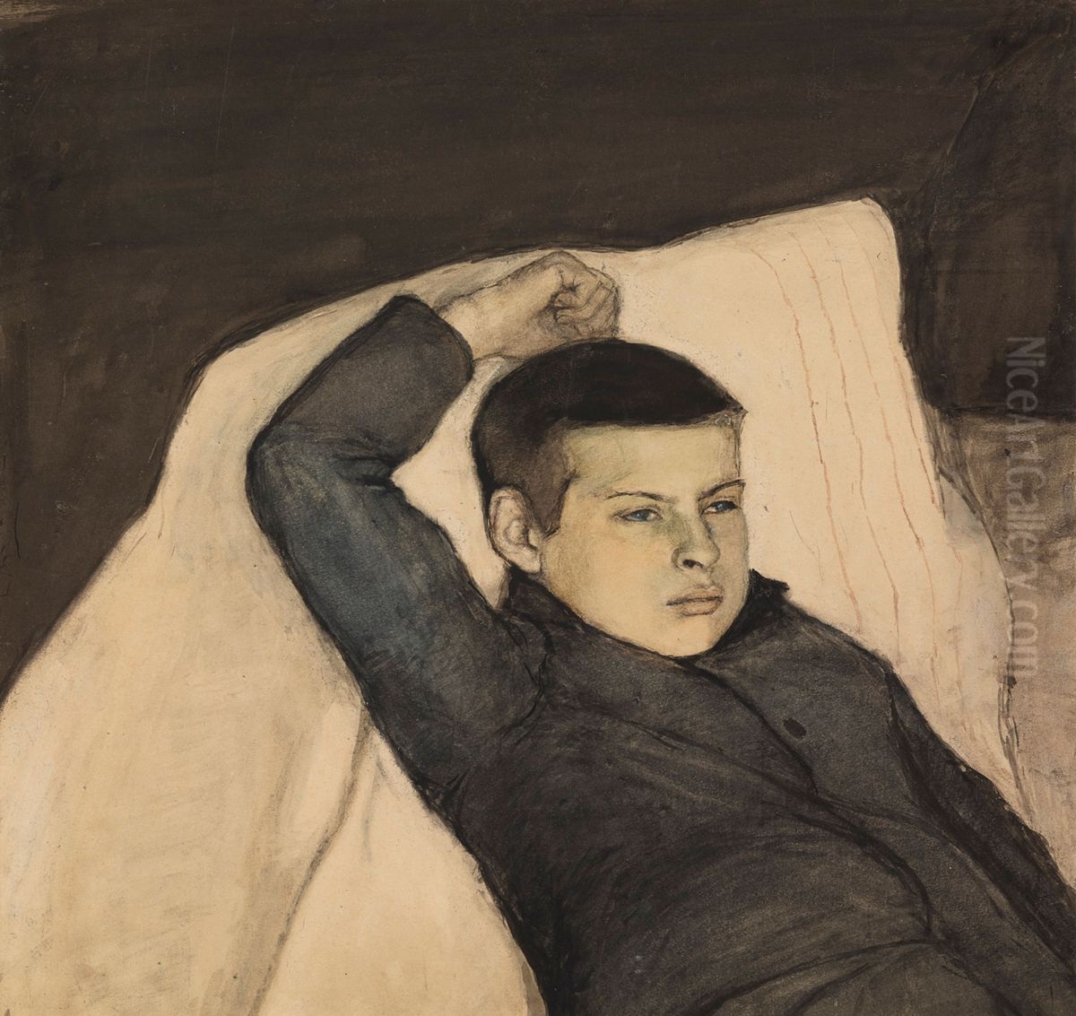 Reclining Boy Oil Painting by Magnus Enckell