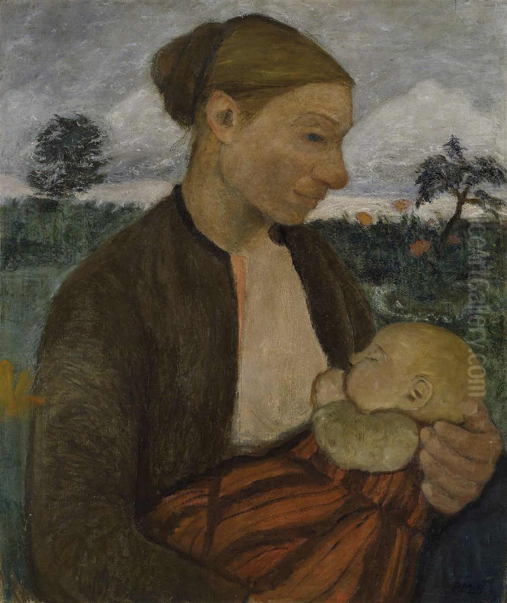 Mutter mit Kind Oil Painting by Paula Modersohn-Becker