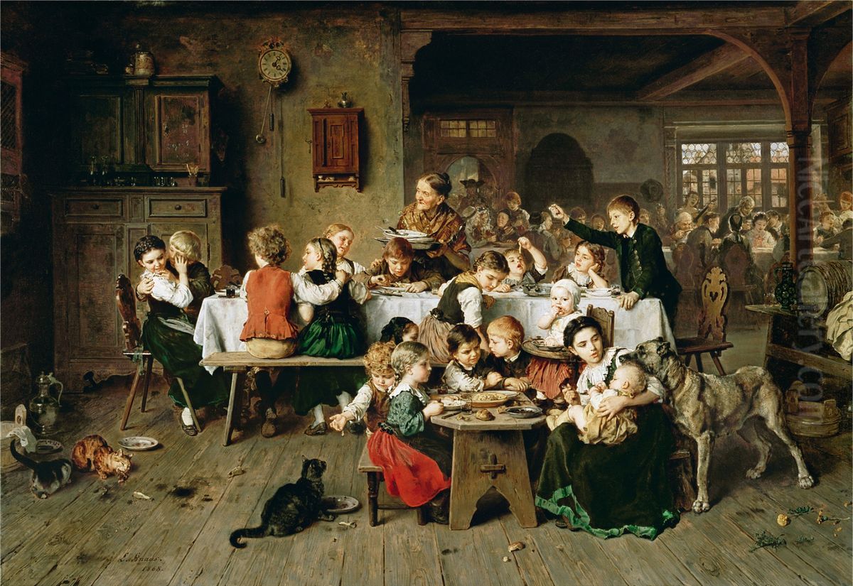 A children's party (the children's table) Oil Painting by Ludwig Knaus