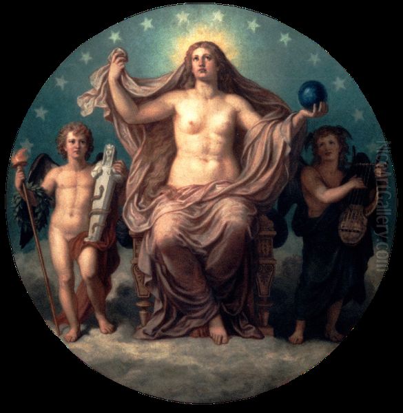 Aphrodite Urania as patroness of the arts. Oil Painting by Christian Griepenkerl