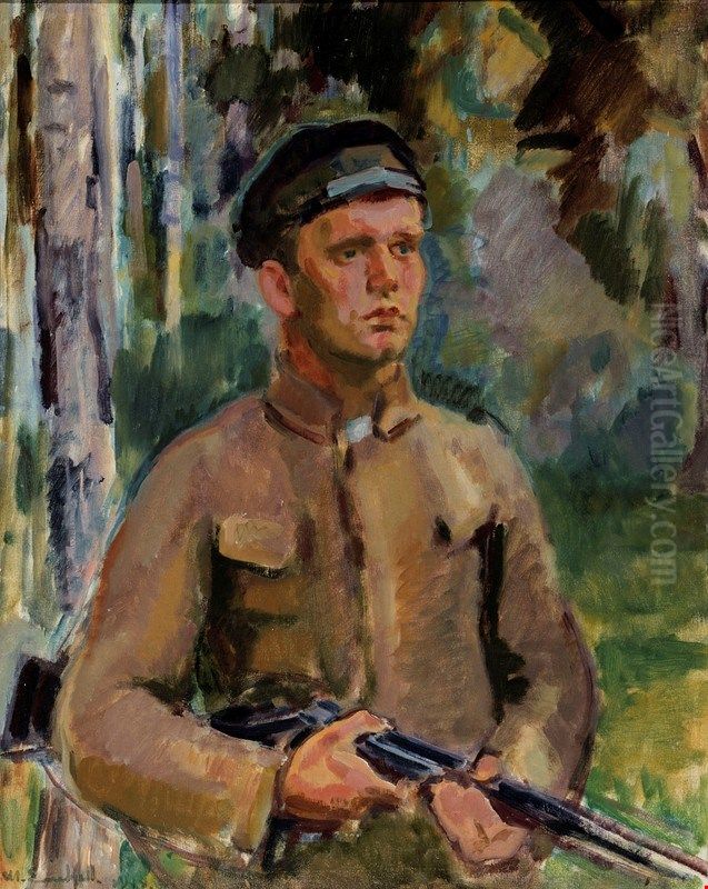 Hunter Oil Painting by Magnus Enckell