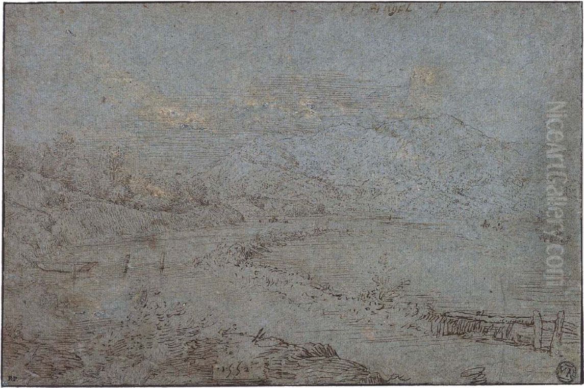 River Landscape Oil Painting by Pieter Brueghel the Elder