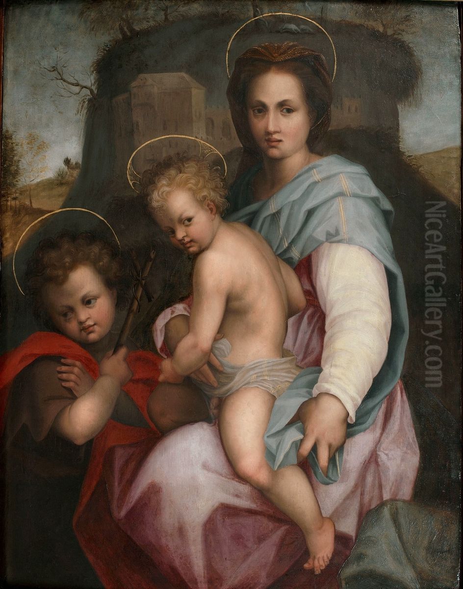 Madonna and Child with St. John the Baptist. Oil Painting by Andrea Del Sarto