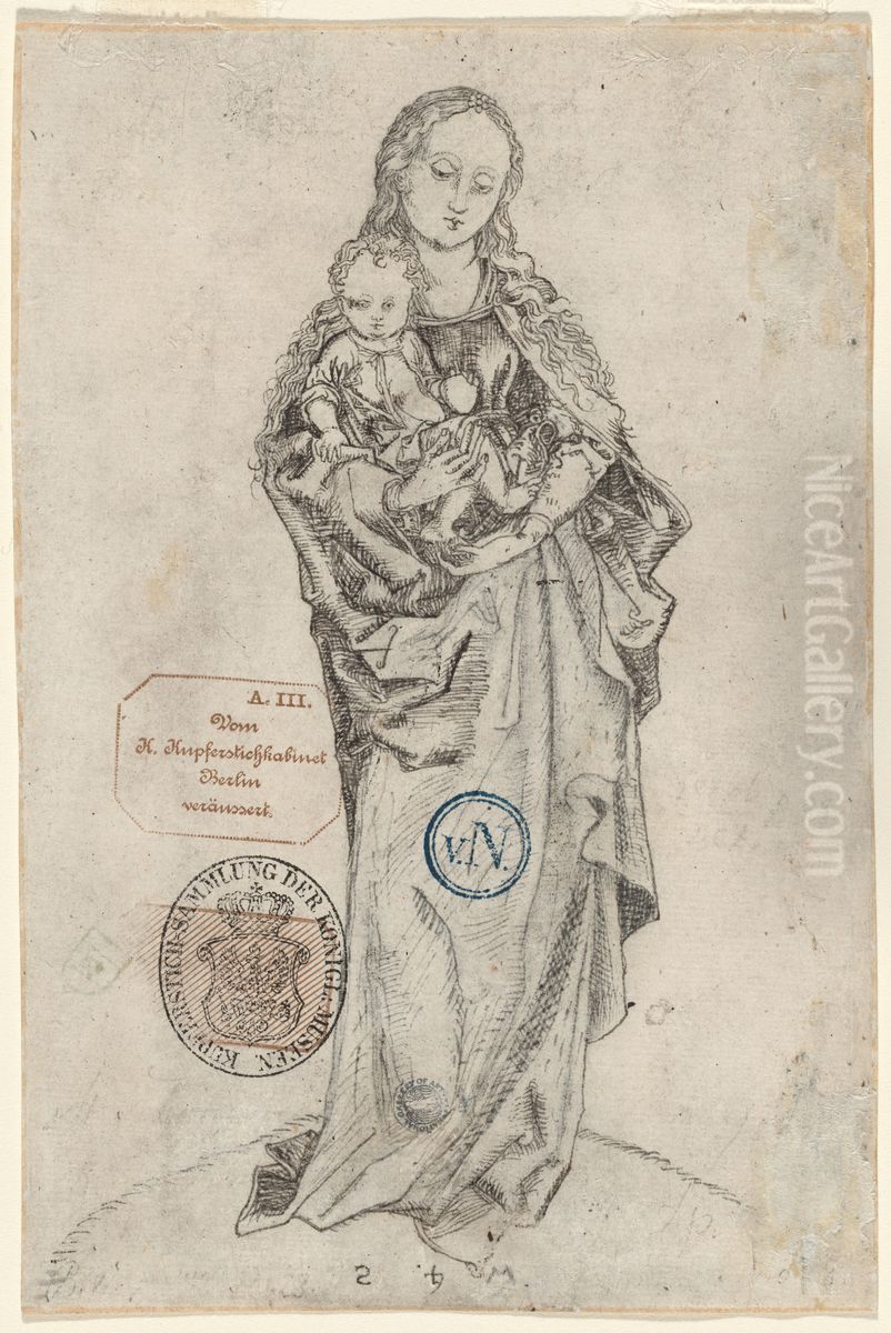 Virgin and Child with the Apple (verso) Oil Painting by Martin Schongauer