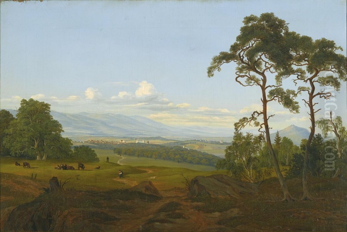 Bohemian landscape near Teplitz Oil Painting by Johann Anton Castell