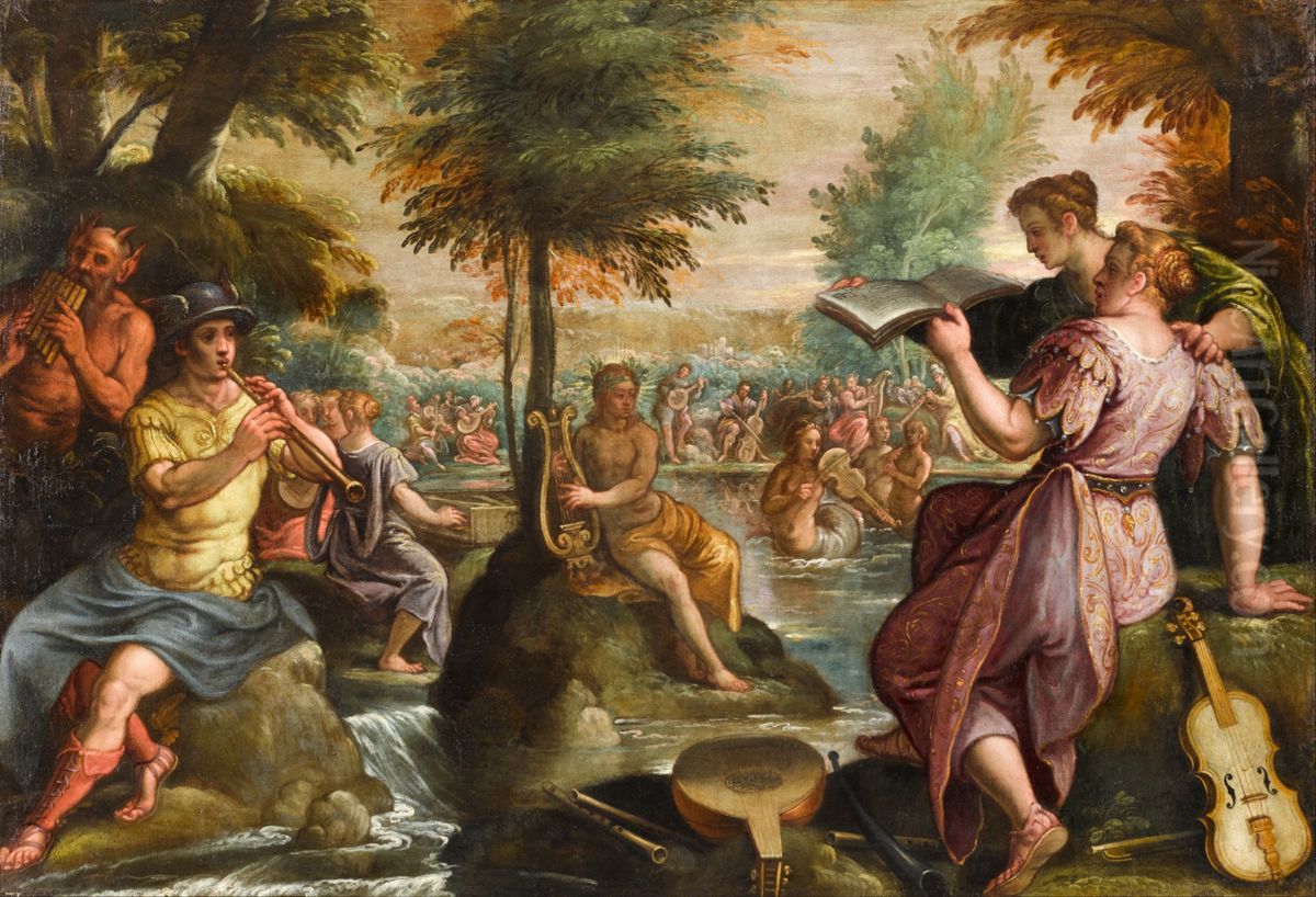 Apollo and the Muses on Mount Parnassus Oil Painting by Paolo Fiammingo