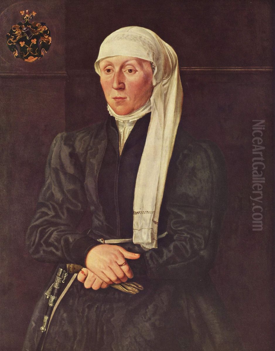 Portrat der Frau Tucher Oil Painting by Hans Muelich