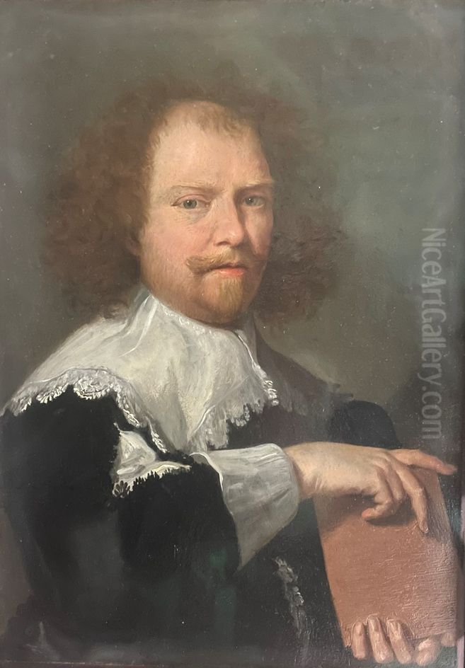 Portrait of a Gentleman Holding a Book Oil Painting by Peter Franchoys