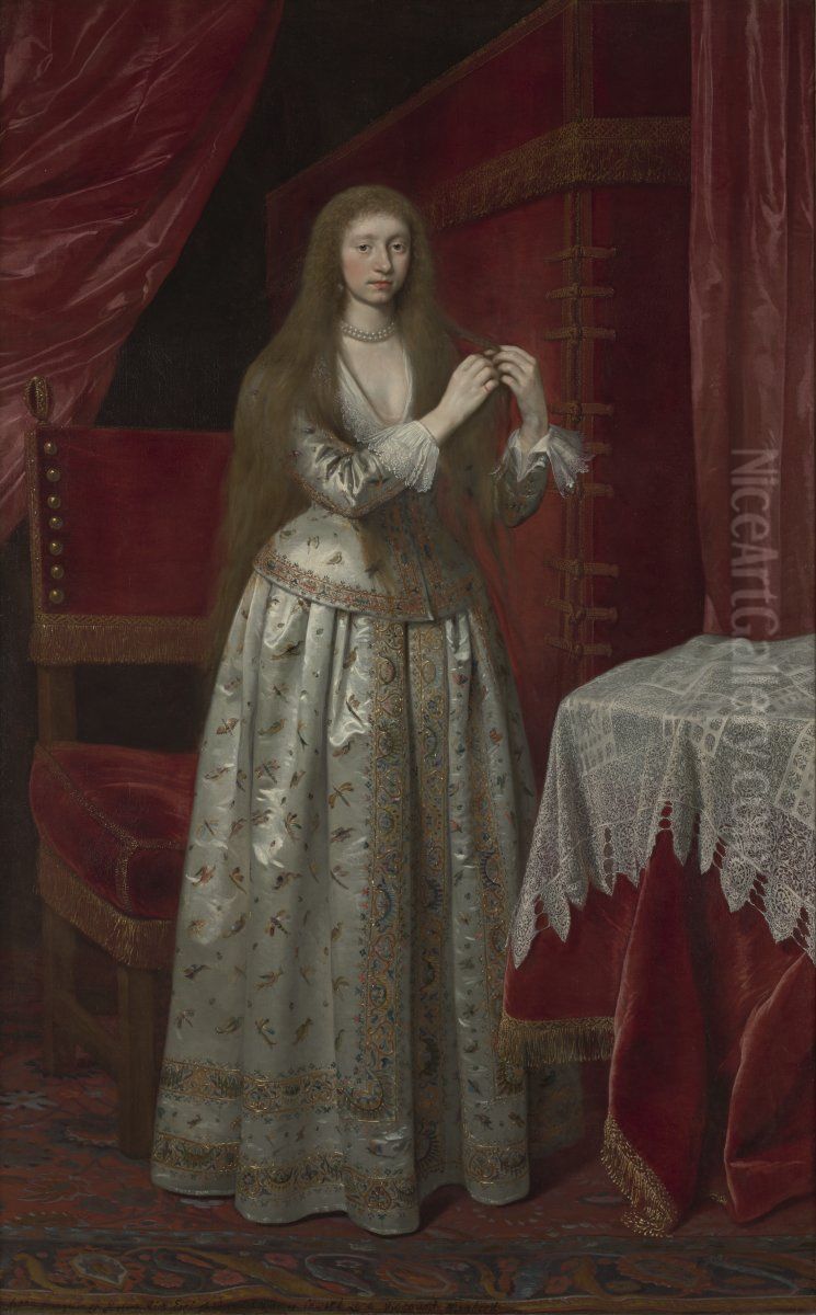 Lady Anne Montagu, nee Rich (1604-1642), Wife of Edward Montagu, 2nd Duke of Manchester (Viscount Mandeville) Oil Painting by Daniel Mijtens