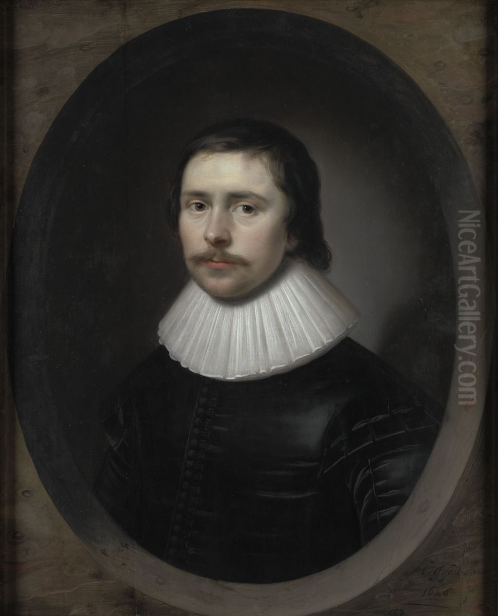 Portrait of a Gentleman (possibly Edward Hyde, 1609-1674, 1st Earl of Clarendon, statesman and historian) Oil Painting by Cornelis Janssens van Ceulen