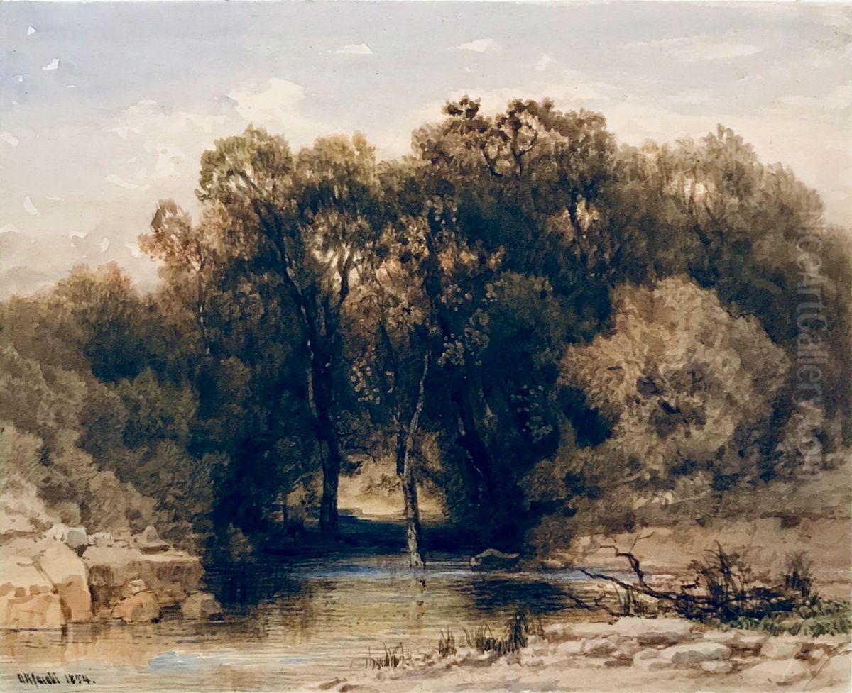 The reflecting brook Oil Painting by Otto Reinhard Jacobi