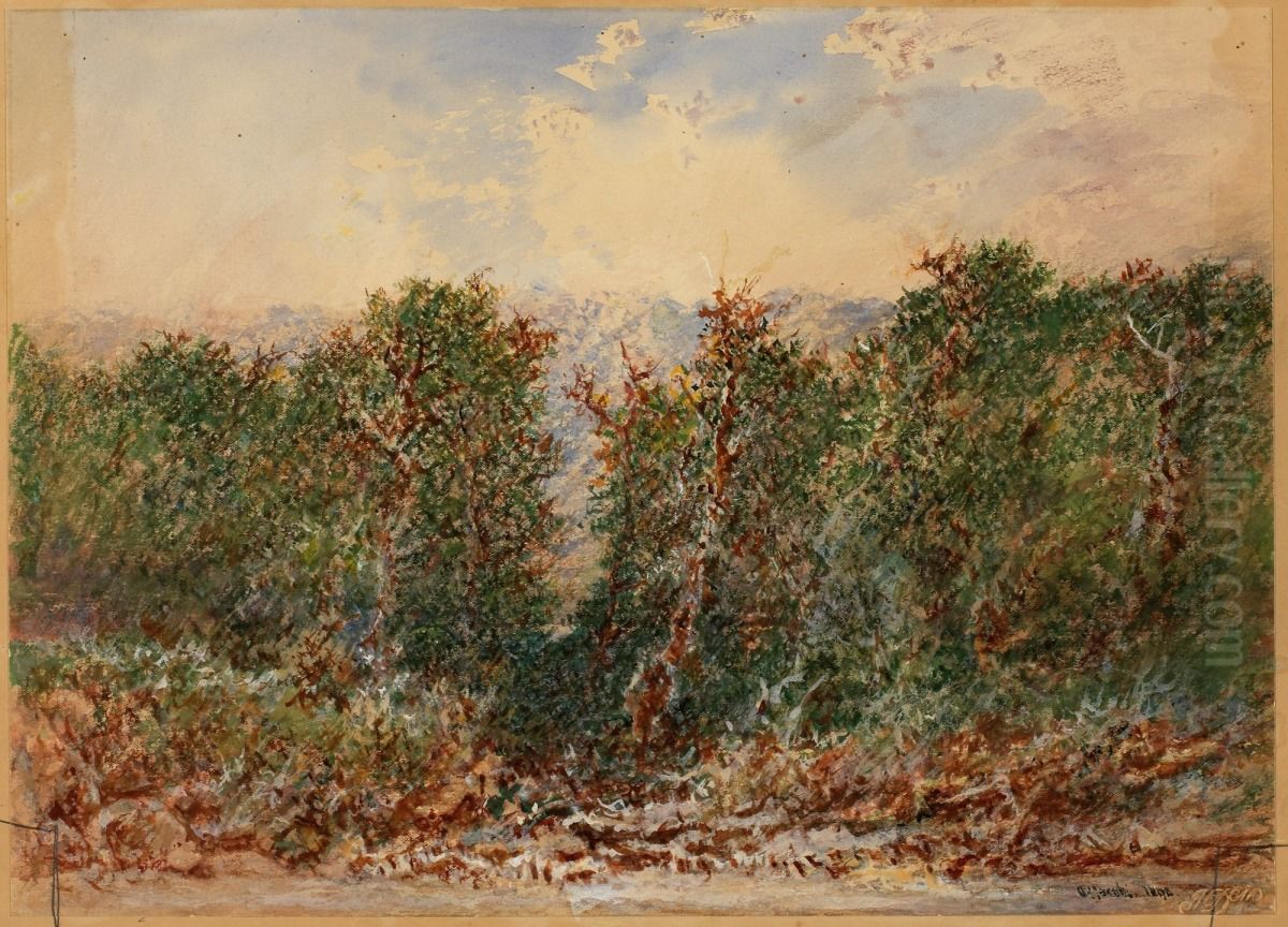 The path through the Cedars Oil Painting by Otto Reinhard Jacobi