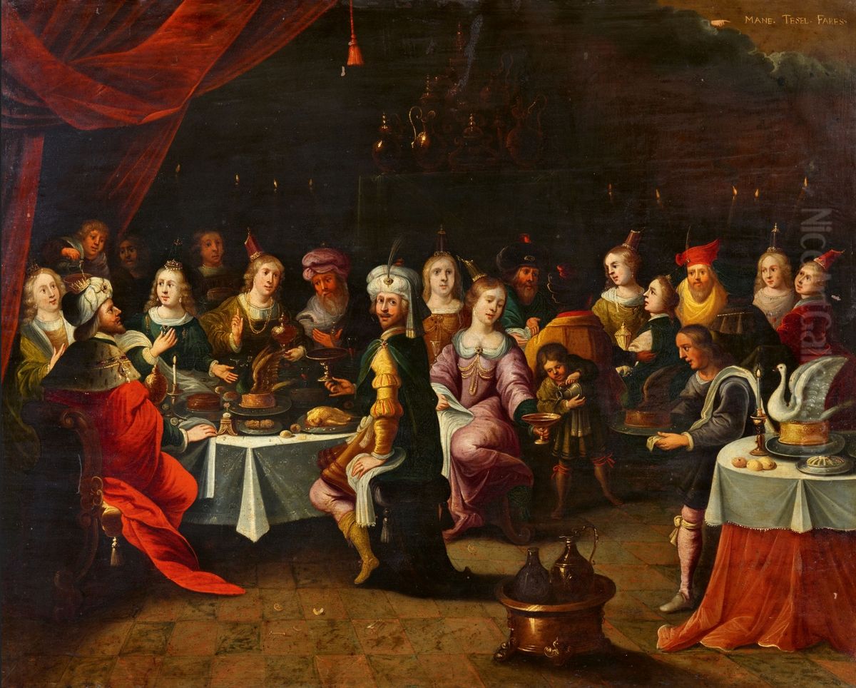Belshazzar's Feast Oil Painting by Louis de Caullery