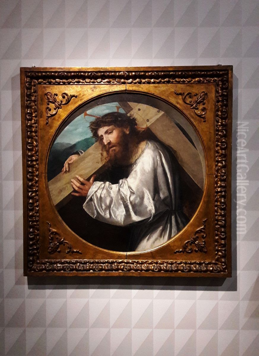 Christ carrying the cross. Oil Painting by Gerolamo Romanino