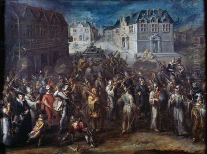 Religious wars between Catholics and Protestants or Procession of the League in 1590 or 1593 Oil Painting by Joos van Winghe