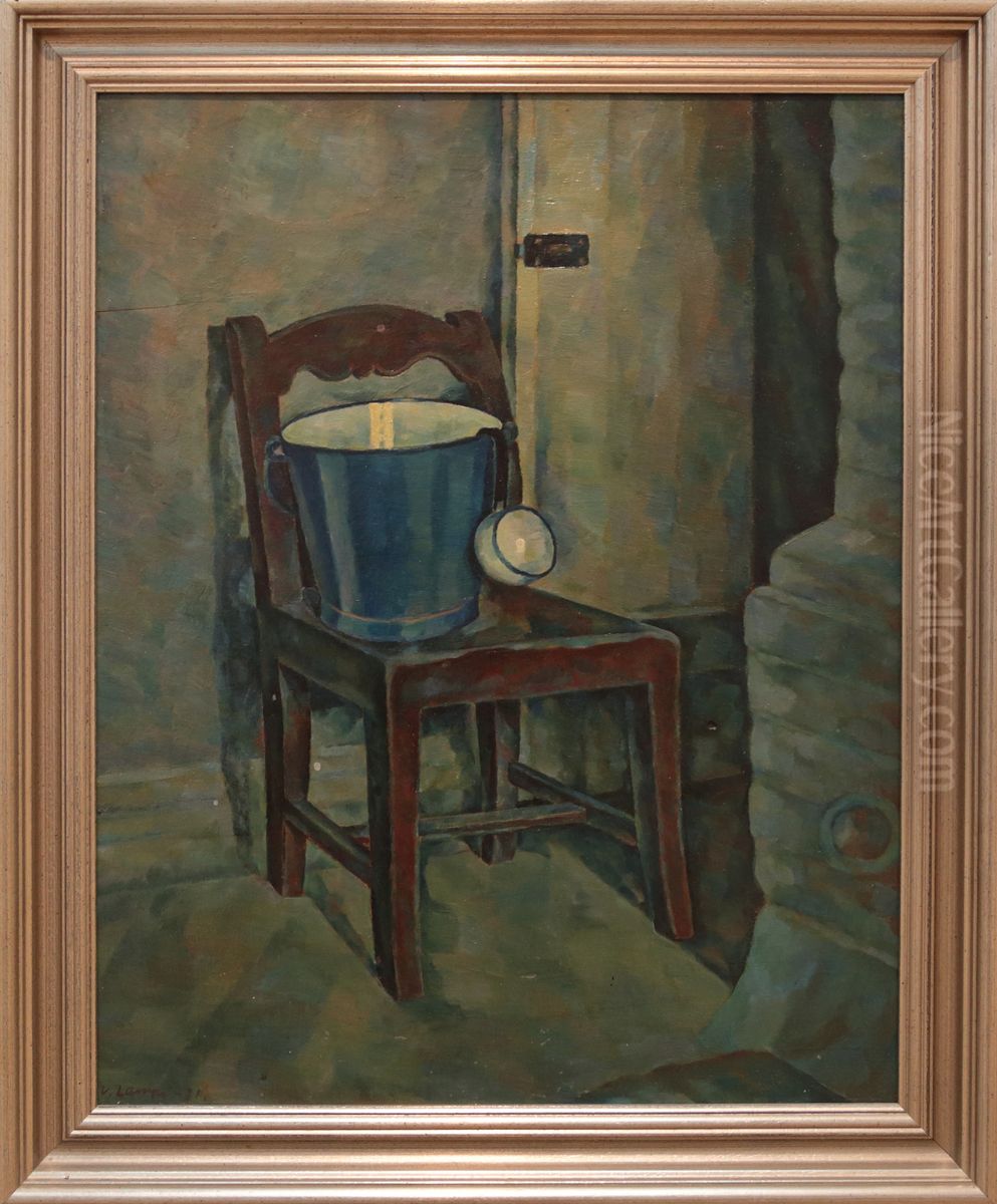 Blue Oil Painting by Vilho Lampi