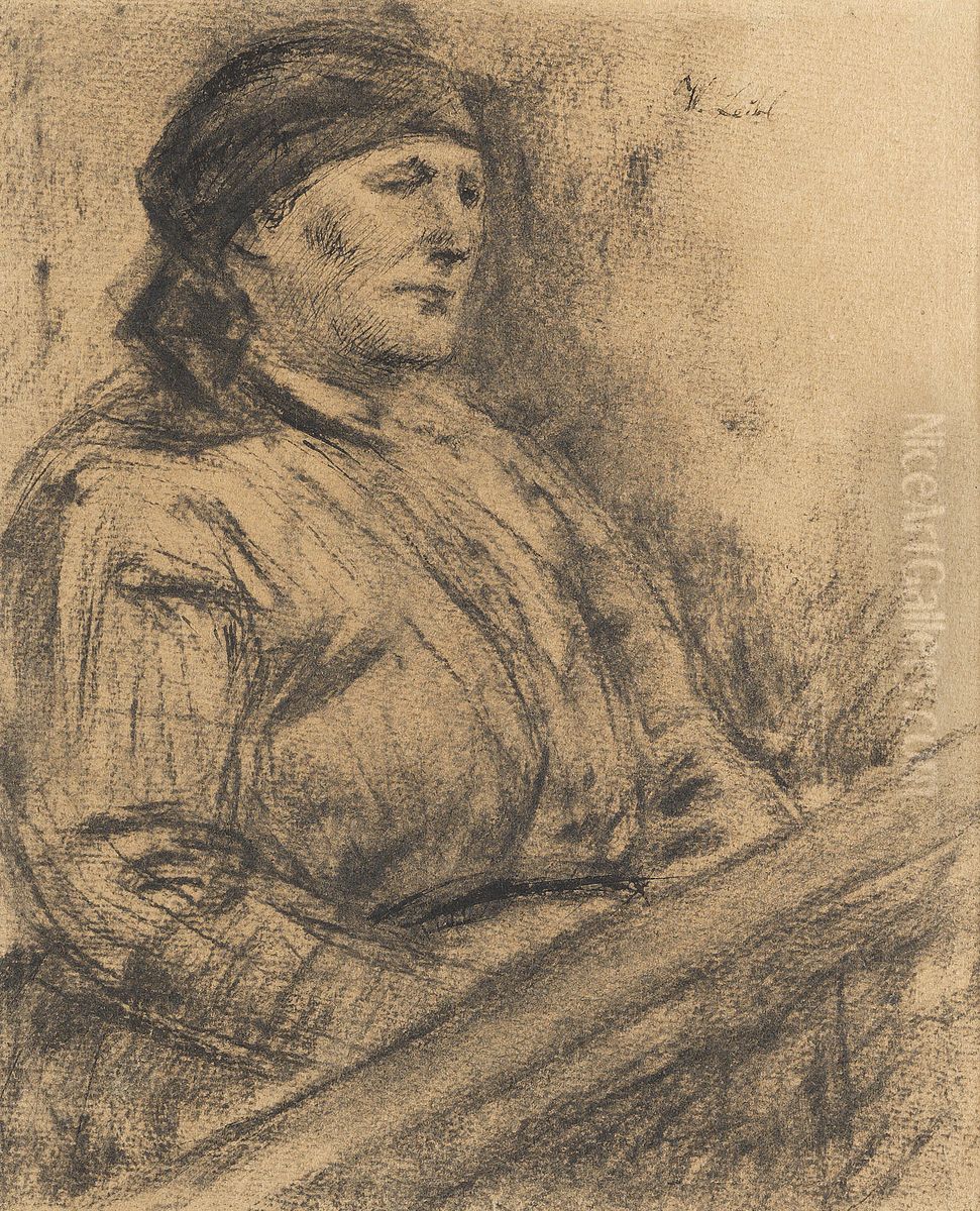 Portrait of an Old Woman Oil Painting by Wilhelm Leibl