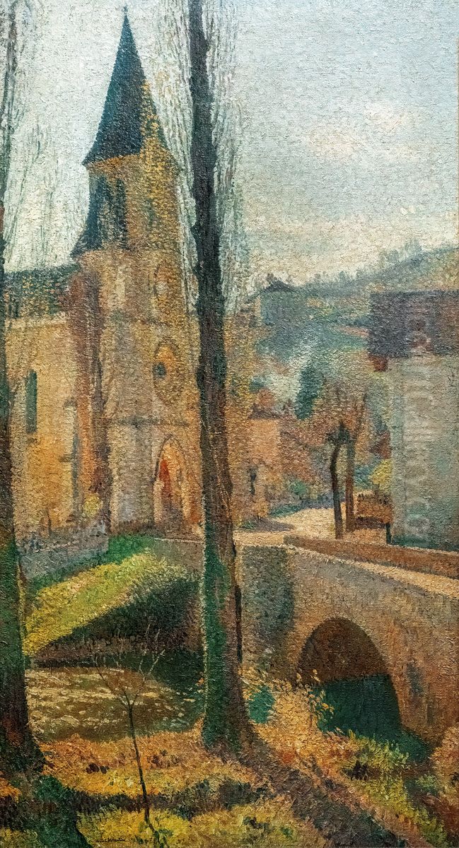 L'Eglise de Labastide-du-Vert et le pont Oil Painting by Henri-Jean Guillaume Martin