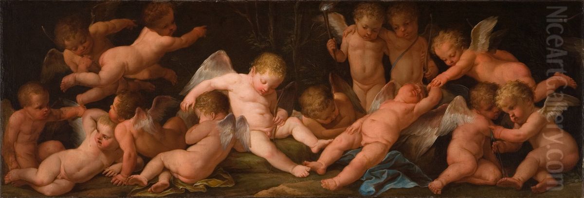 Cherubs at Play Oil Painting by unknown