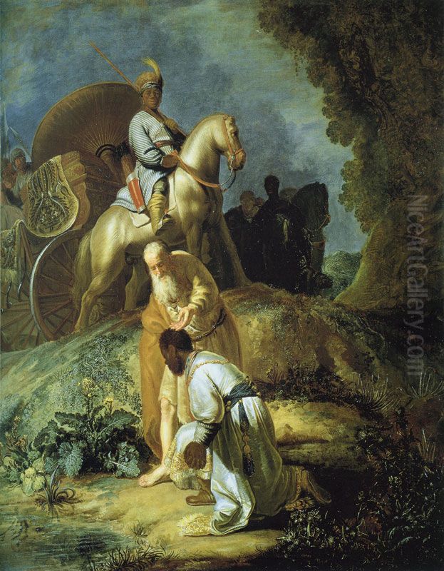 The Baptism of the Eunuch Oil Painting by Rembrandt