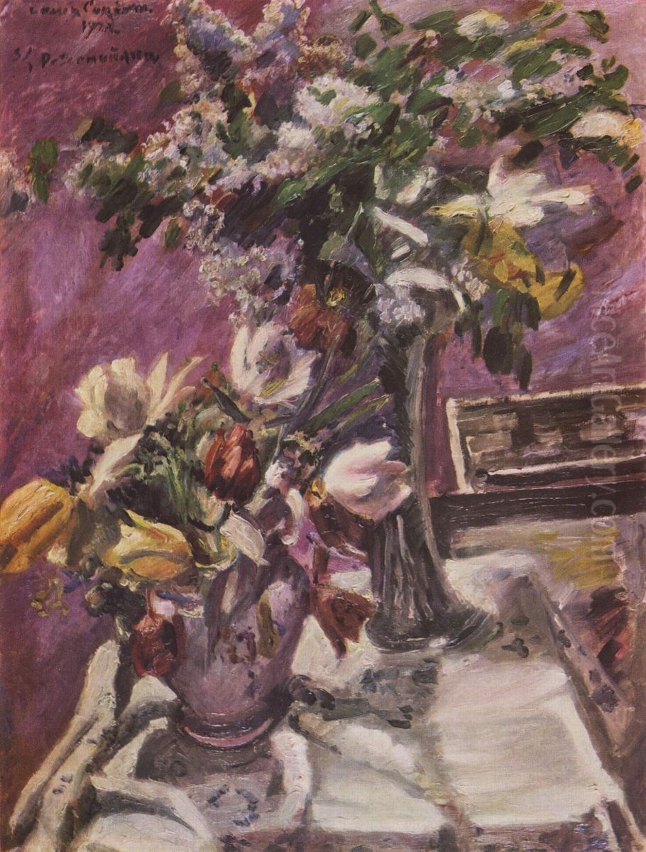 Flieder und Tulpen Oil Painting by Lovis (Franz Heinrich Louis) Corinth