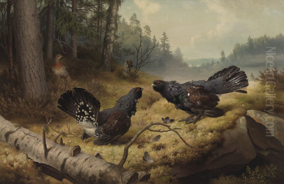 Taistelevatmetsot Oil Painting by Ferdinand von Wright