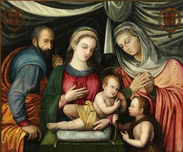 The Holy Family With St. Elizabeth & Infant St. John Oil Painting by Nannoccio Capassini
