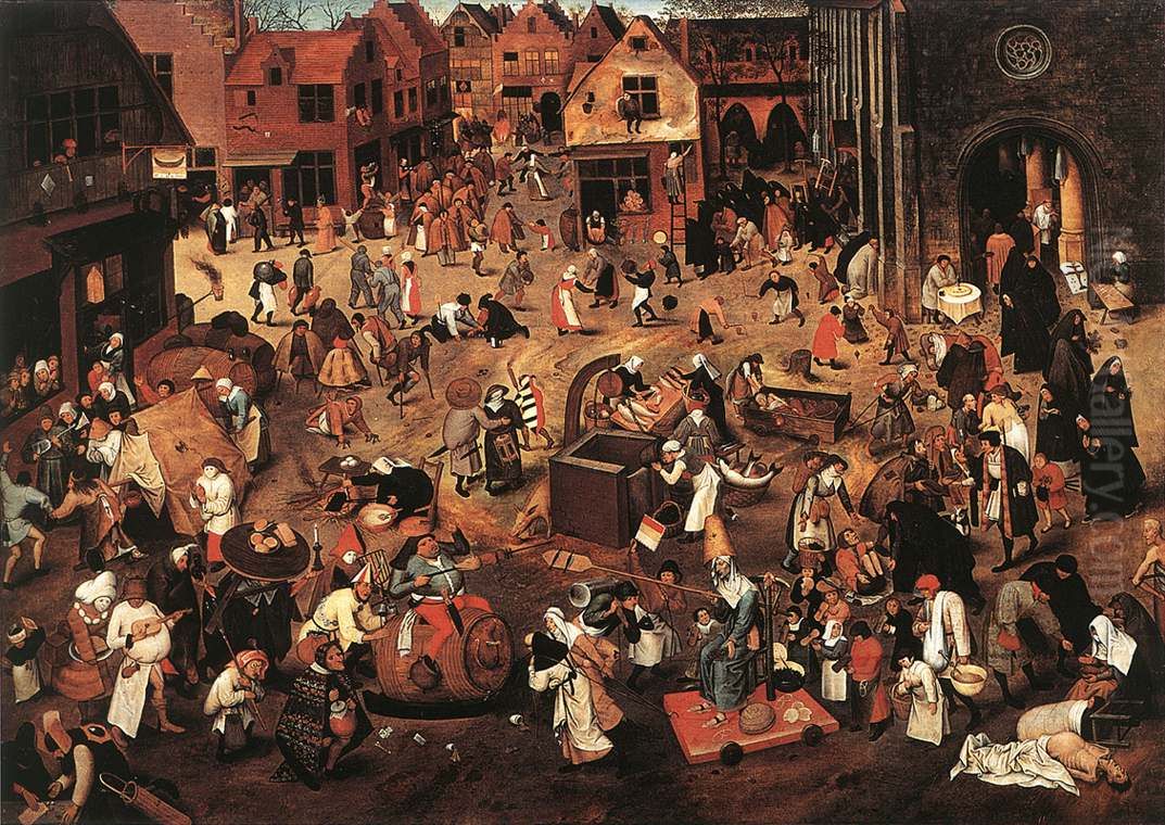 Battle of Carnival and Lent Oil Painting by Pieter Brueghel the Younger
