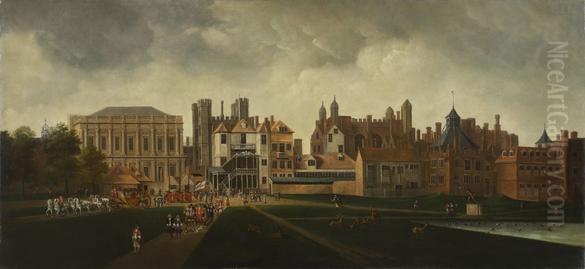 Whitehall from St James's Park Oil Painting by Hendrick Danckerts