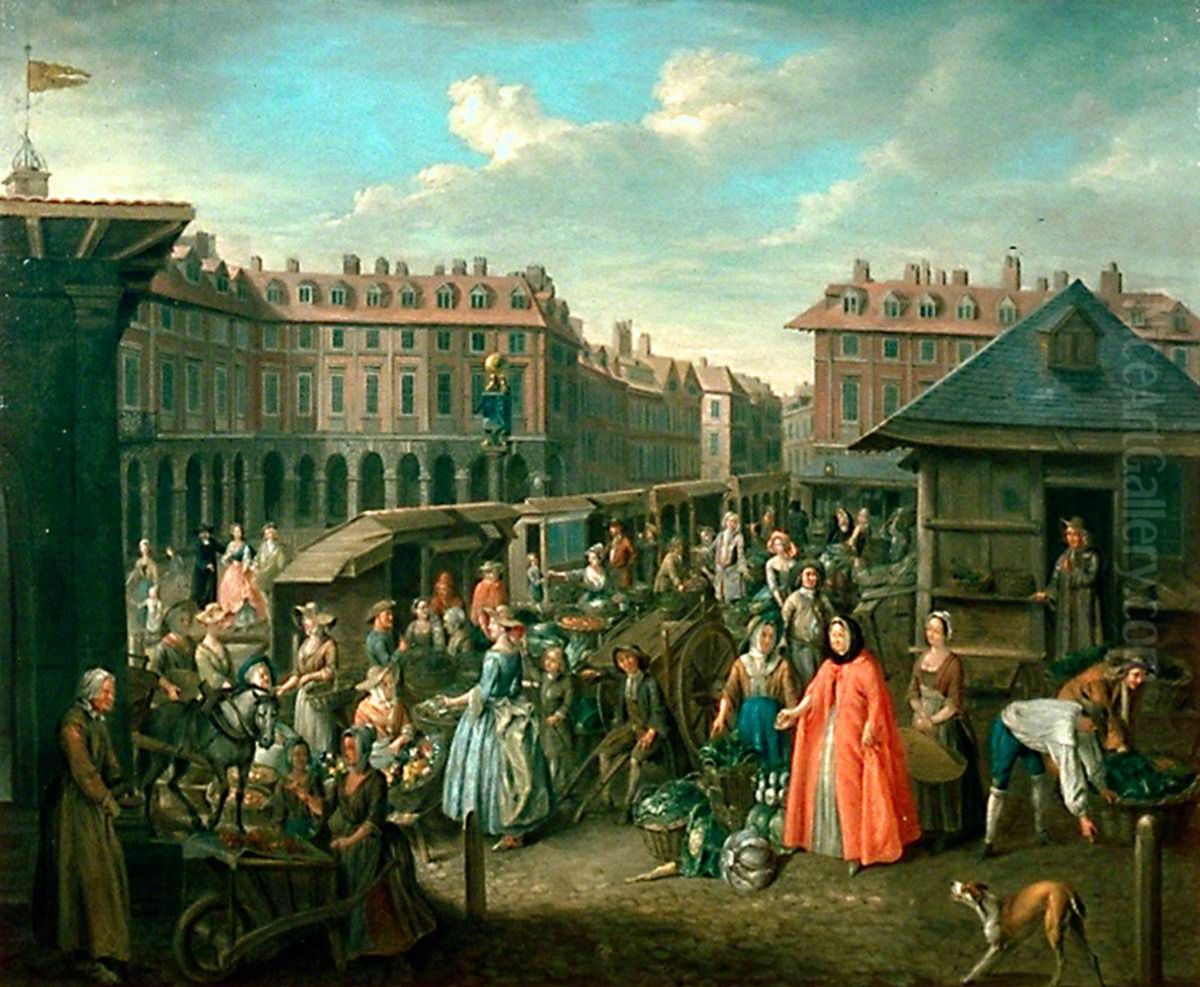 Old Covent Garden Oil Painting by Joseph van Aken