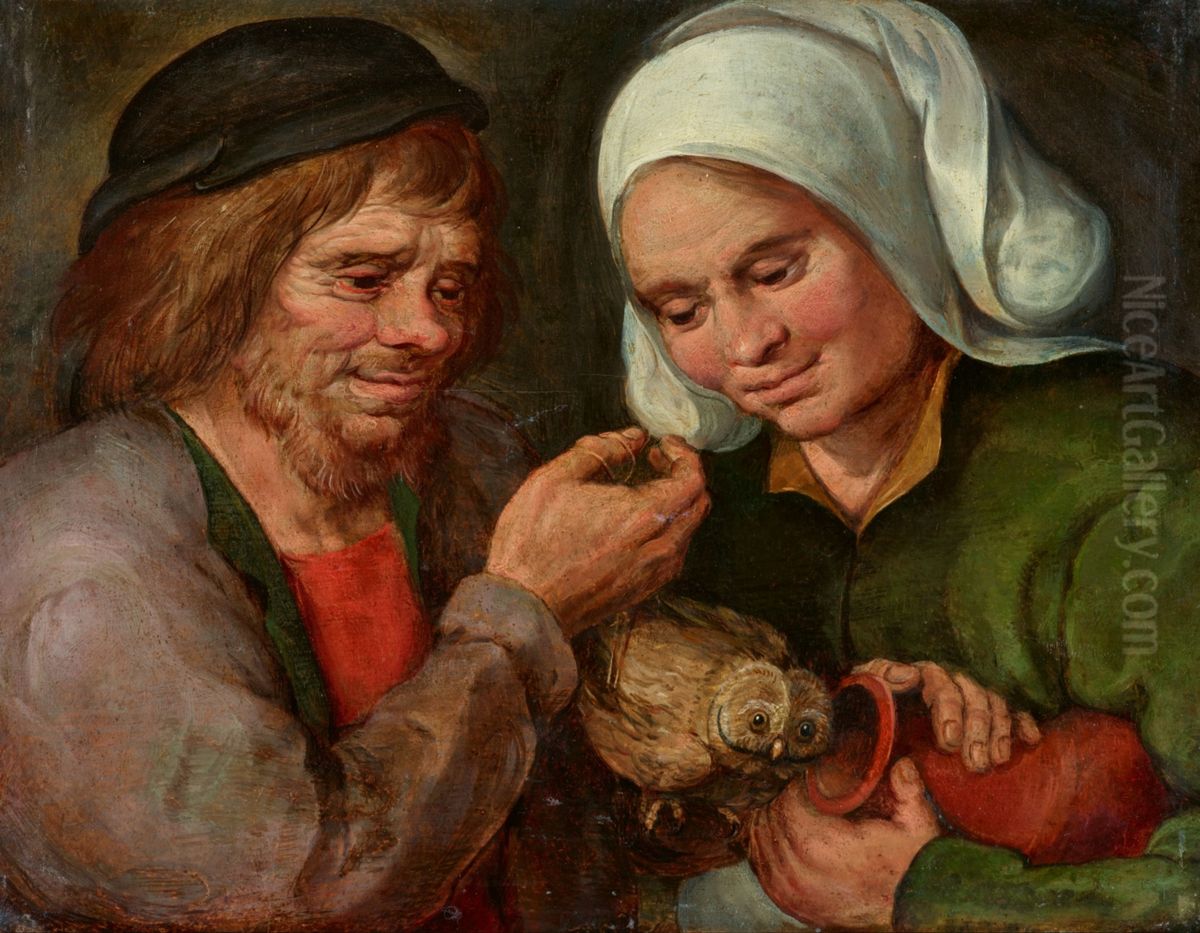 Paying the prositute Oil Painting by Marten Van Cleve