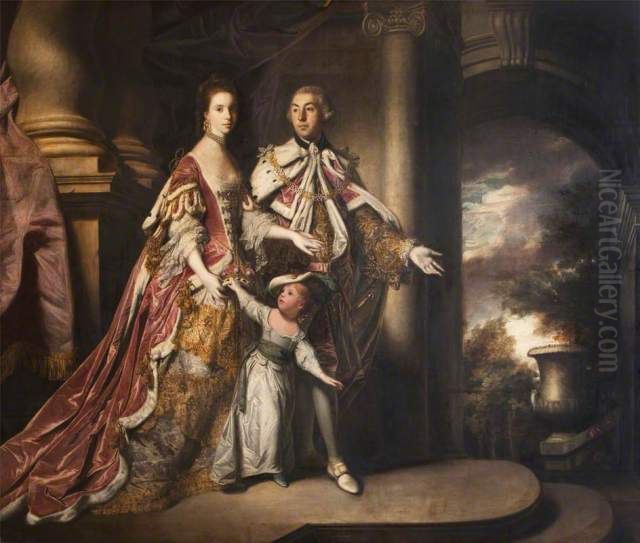The Earl and Countess of Mexborough with Their Son, Lord Pollington (1719-1778) Oil Painting by Of Sir Joshua Reynolds