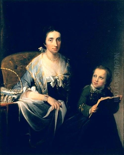 Sarah Vaughan, nee Hallowell (1727-1809), and Her Son Richard Vaughan Oil Painting by Robert Edge Pine
