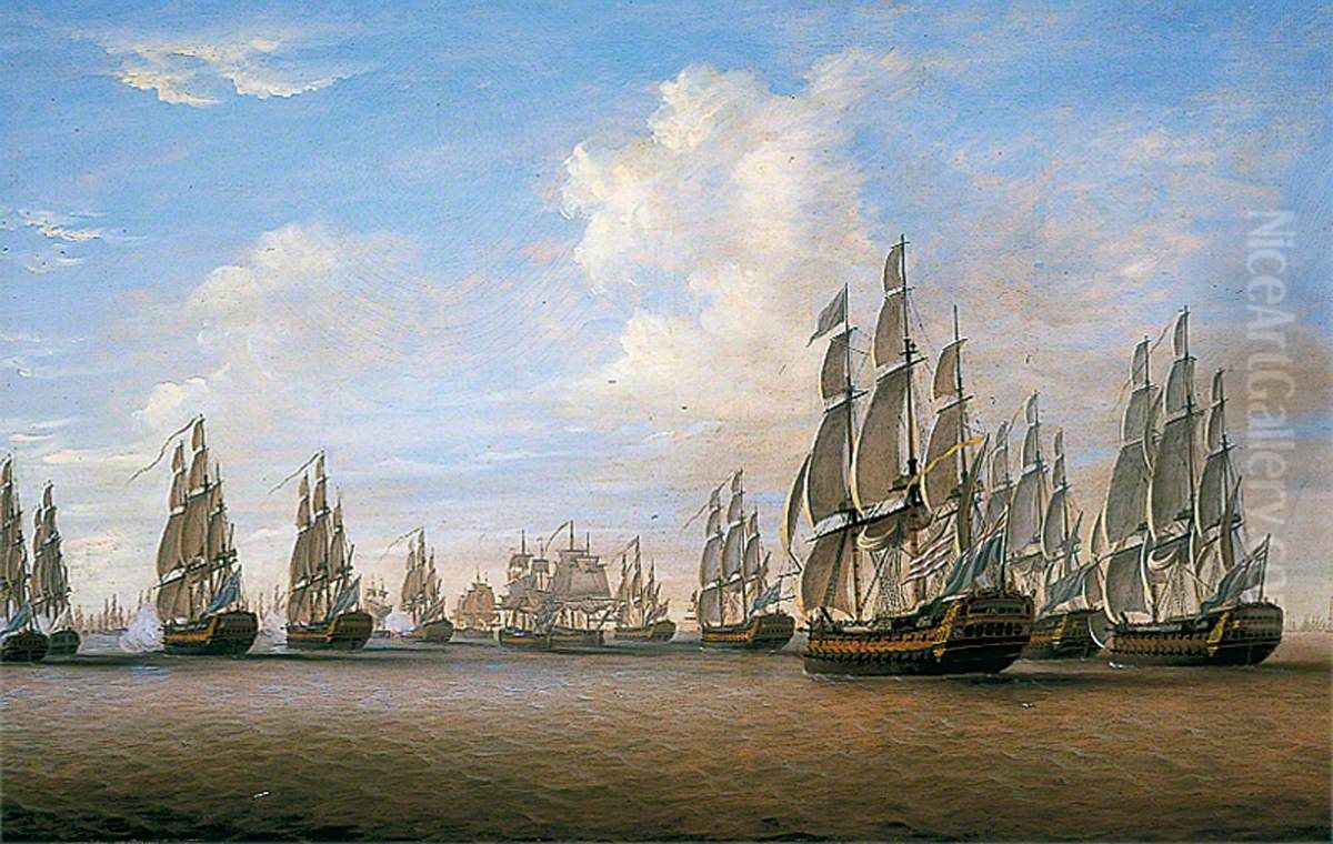 The Action off Negapatam Oil Painting by Dominic Serres