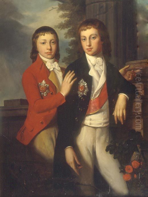 Portrait of Grand Prince August of Oldenburg (1783-1853) and Prince Georg of Oldenburg (1784-1812) Oil Painting by Jean-Laurent Mosnier