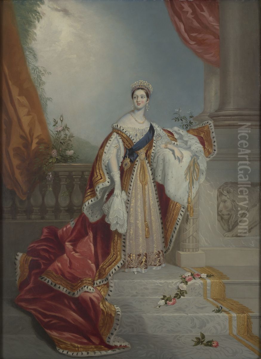 Queen Victoria (1819-1901), in Coronation Robes Oil Painting by Alfred Edward Chalon