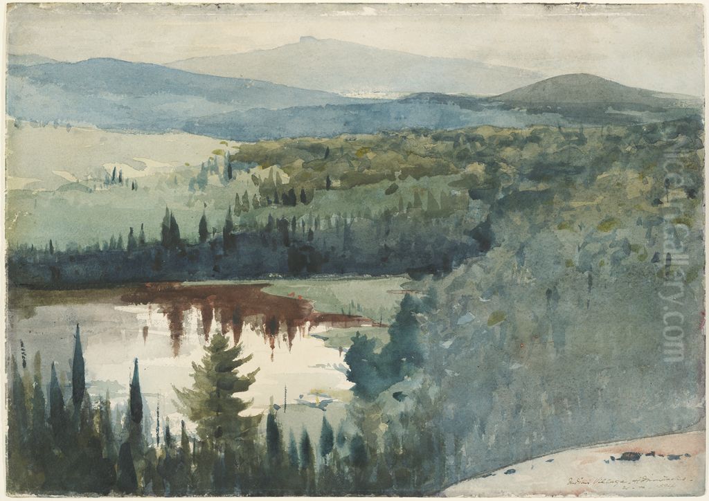 Indian Village, Adirondacks Oil Painting by Winslow Homer