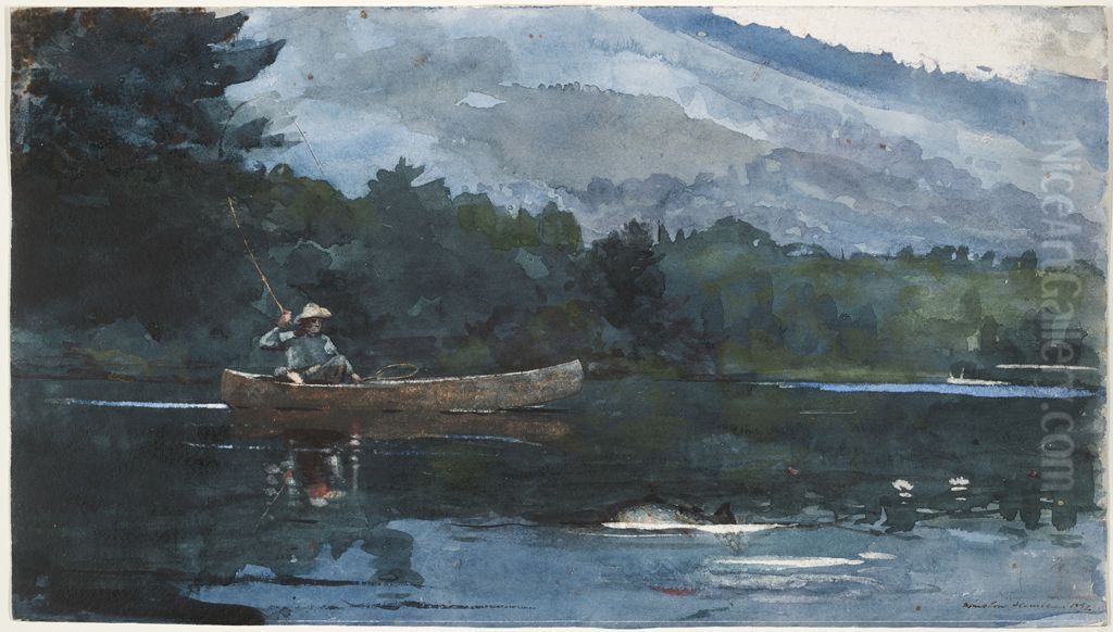 Adirondack Lake (Blue Monday) Oil Painting by Winslow Homer
